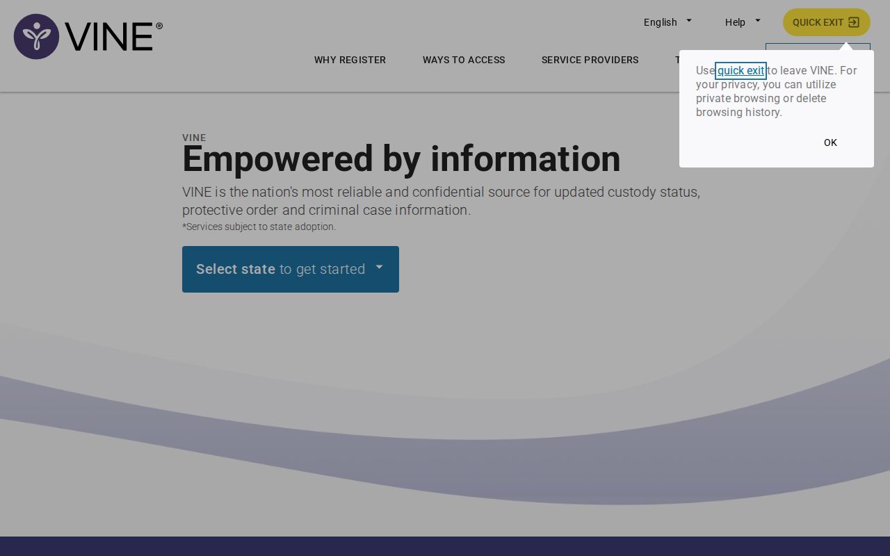 VINELink service explanation and support information